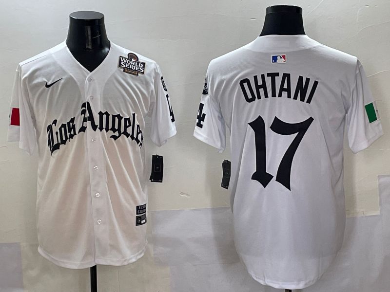 Men Los Angeles Dodgers #17 Ohtani White Five generations Joint Name 2025 Nike MLB Jersey style 8